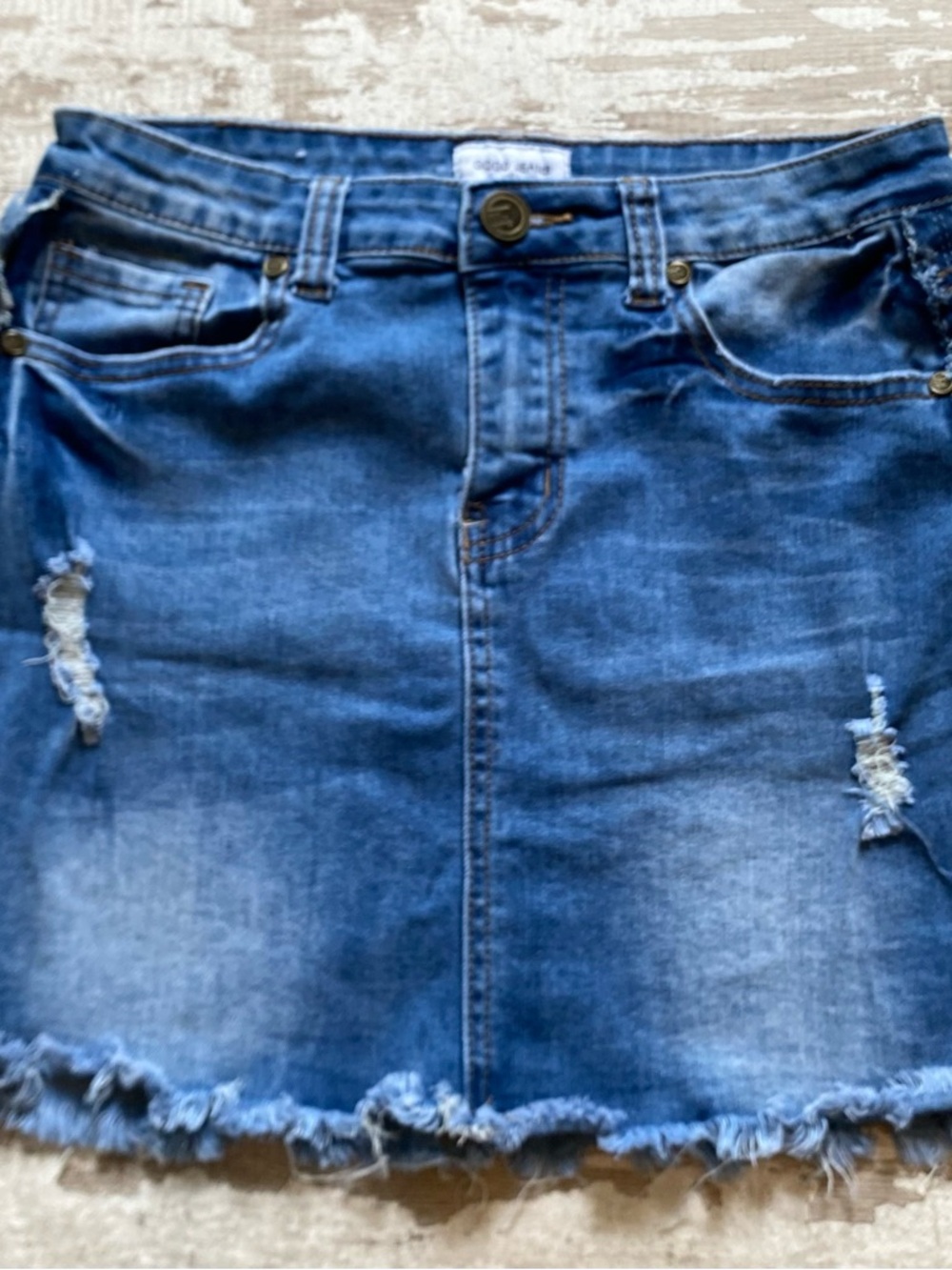 GOGO Blue Distressed Denim Mini Skirt